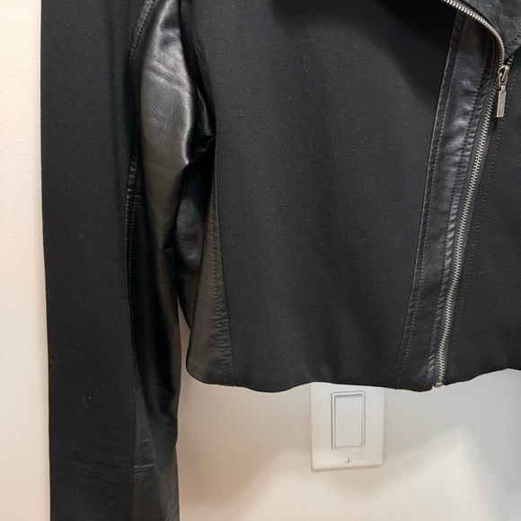 Addition Elle Michel Studio Mixed Media Faux Leather Cropped Moto Jacket Size 24 - Picture 5 of 9